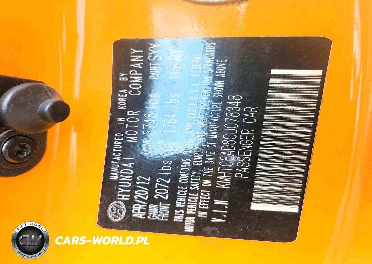 2012 Hyundai Veloster Base VIN:KMHTC6AD8CU078348 - 12
