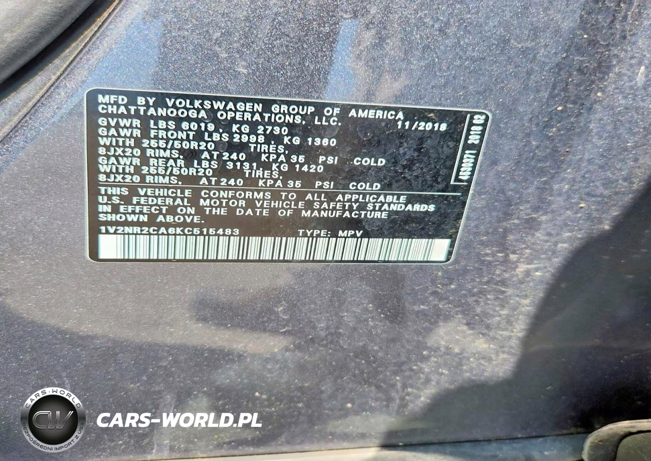2019 Volkswagen Atlas Sel Premium VIN:1V2NR2CA6KC515483 - 13