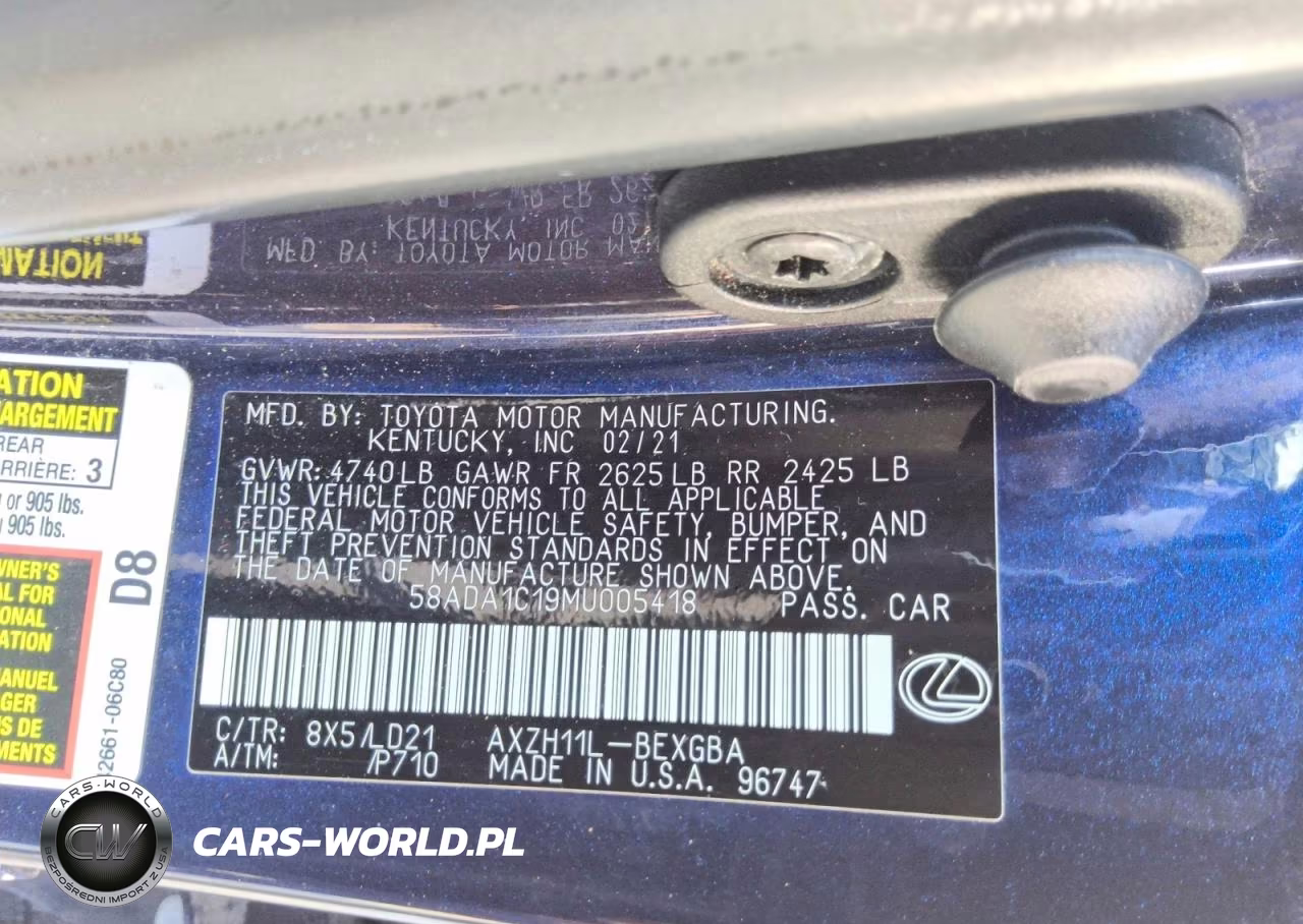2021 Lexus Es 300H VIN:58ADA1C19MU005418 - 12
