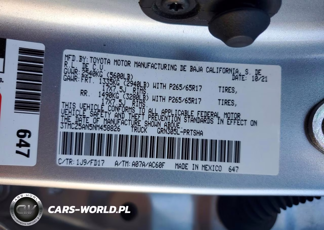 2022 Toyota Tacoma Trd Sport VIN:3TMCZ5AN5NM458826 - 12