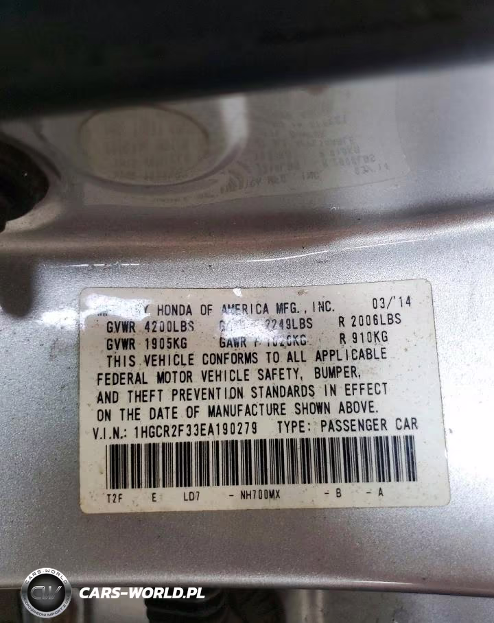 2014 Honda Accord Lx VIN:1HGCR2F33EA190279 - 13