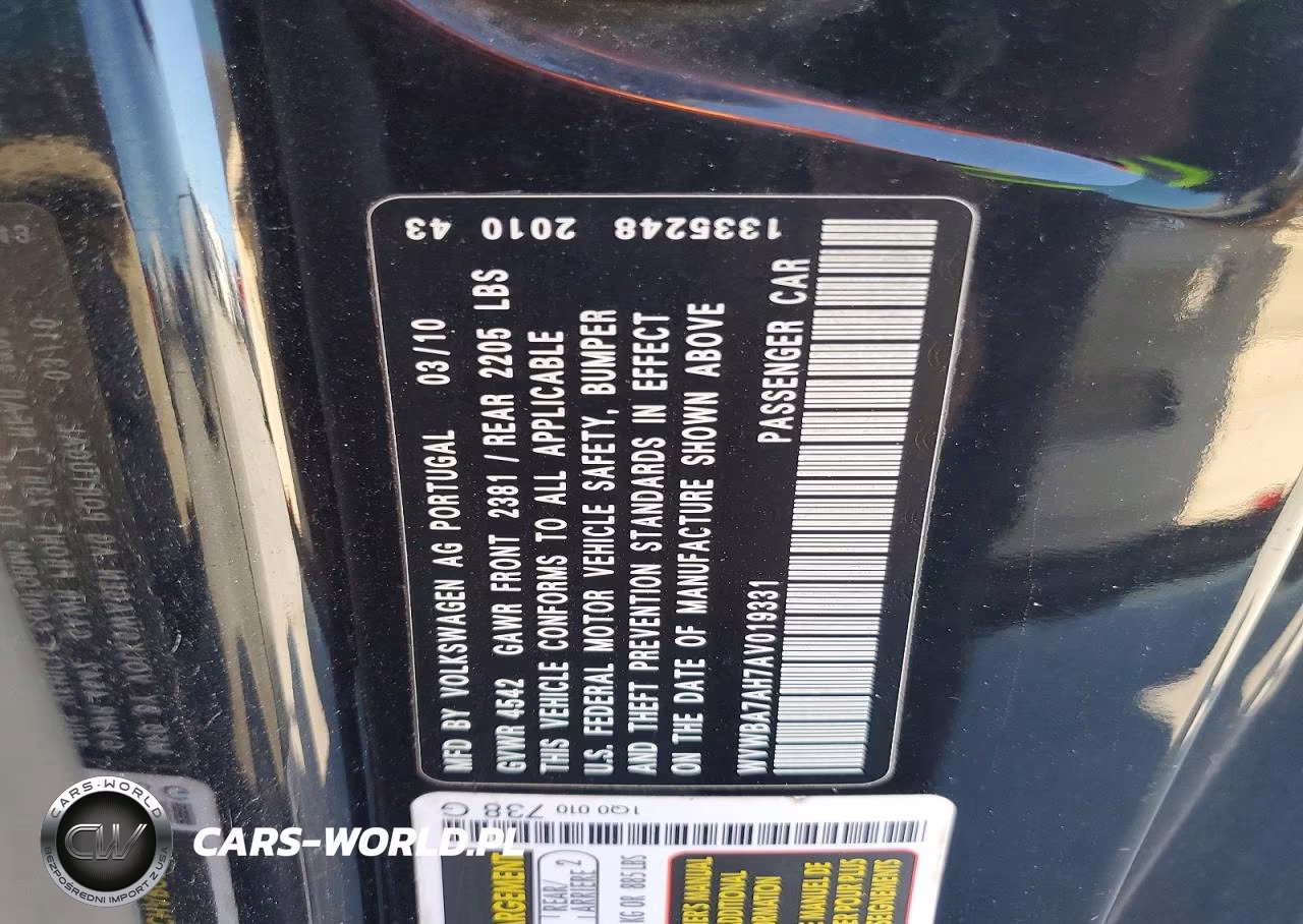 2010 Volkswagen Eos Turbo VIN:WVWBA7AH7AV019331 - 12