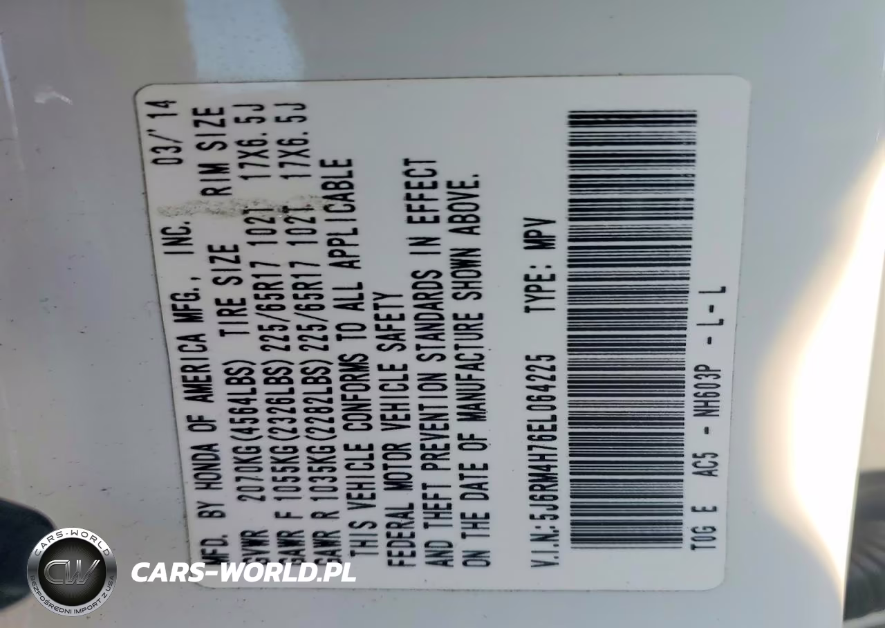 2014 Honda Cr-V Exl VIN:5J6RM4H76EL064225 - 13