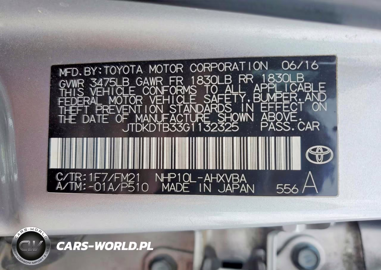 2016 Toyota Prius C Two VIN:JTDKDTB33G1132325 - 12
