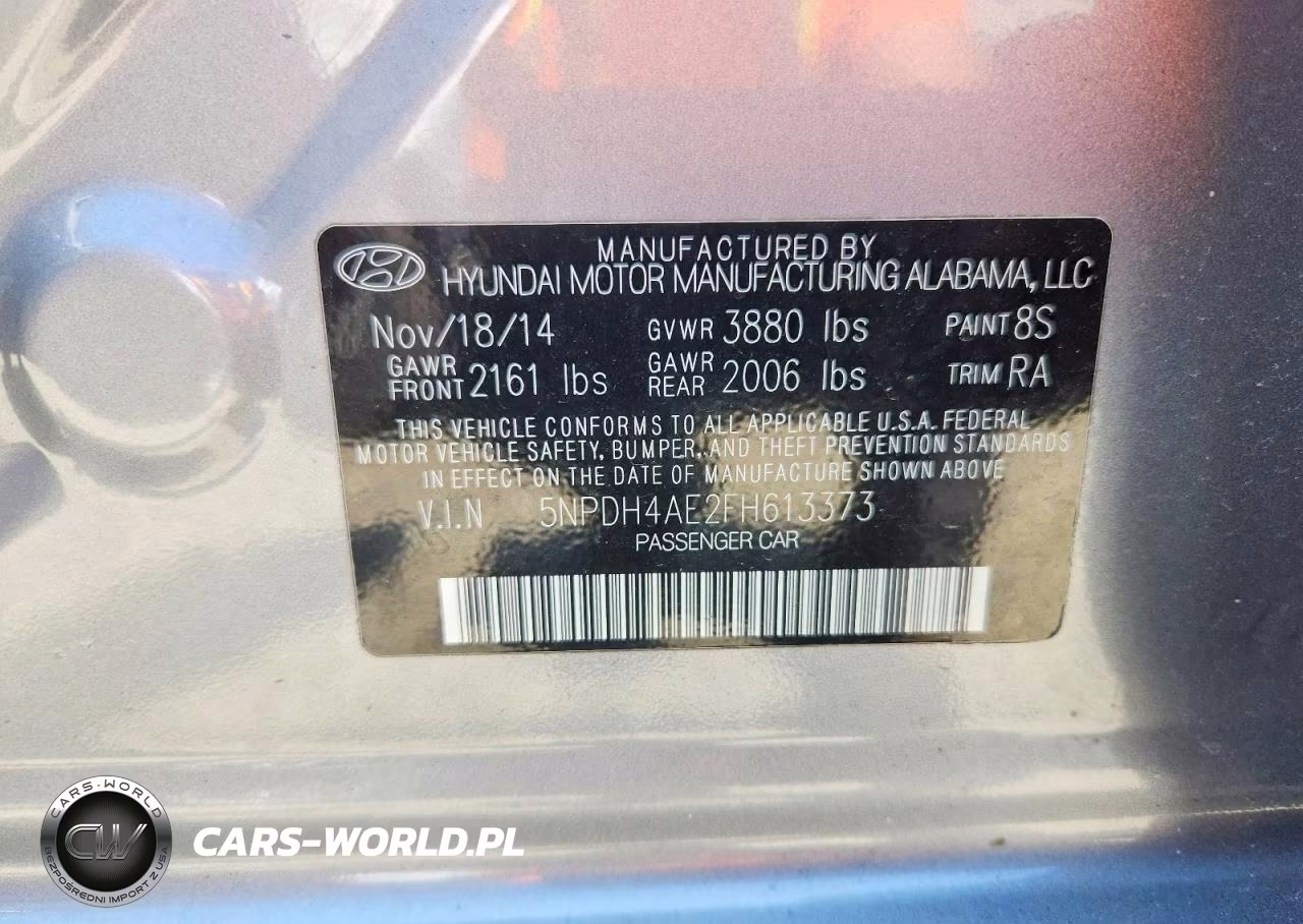2015 Hyundai Elantra Limited VIN:5NPDH4AE2FH613373 - 12