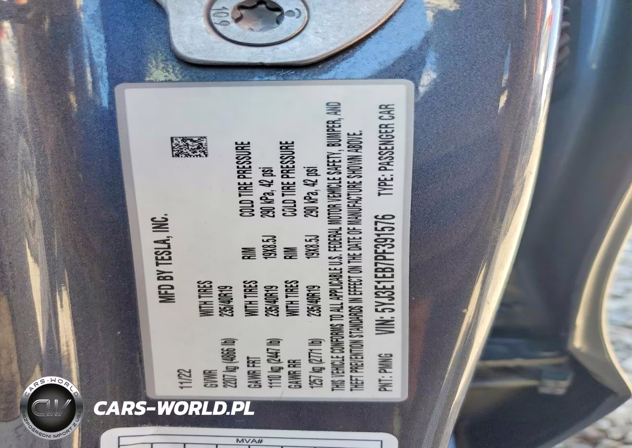 Tesla Model 3 VIN:5YJ3E1EB7PF391576 - 12