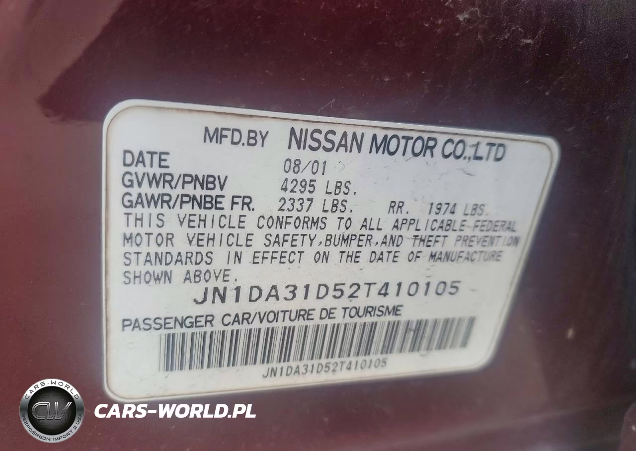 2002 Nissan Maxima VIN:JN1DA31D52T410105 - 12