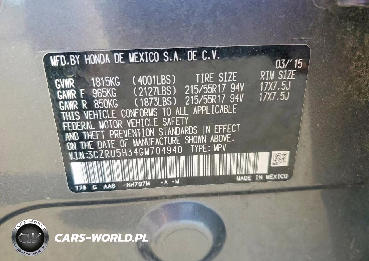 2016 Honda Hr-V Lx VIN:3CZRU5H34GM704940 - 13
