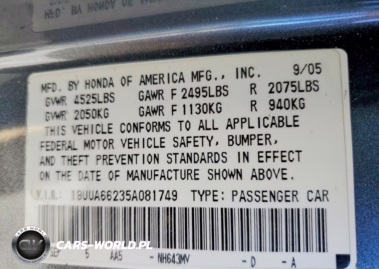 2005 Acura Tl VIN:19UUA66235A081749 - 12