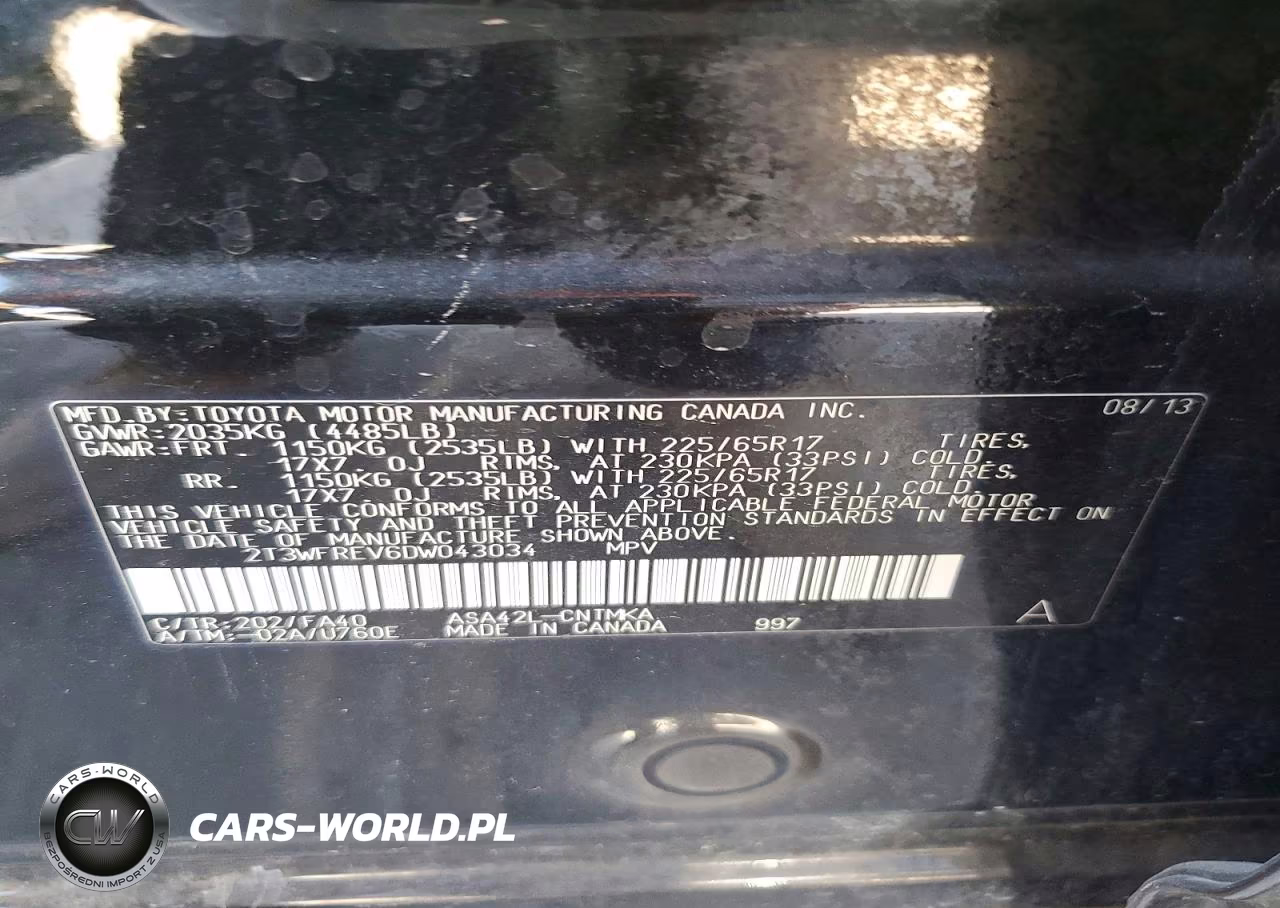 2013 Toyota Rav4 Xle VIN:2T3WFREV6DW043034 - 14
