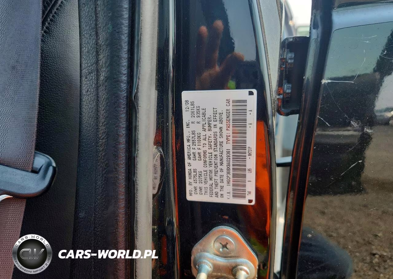2009 Honda Accord Exl VIN:1HGCP368X9A029361 - 12