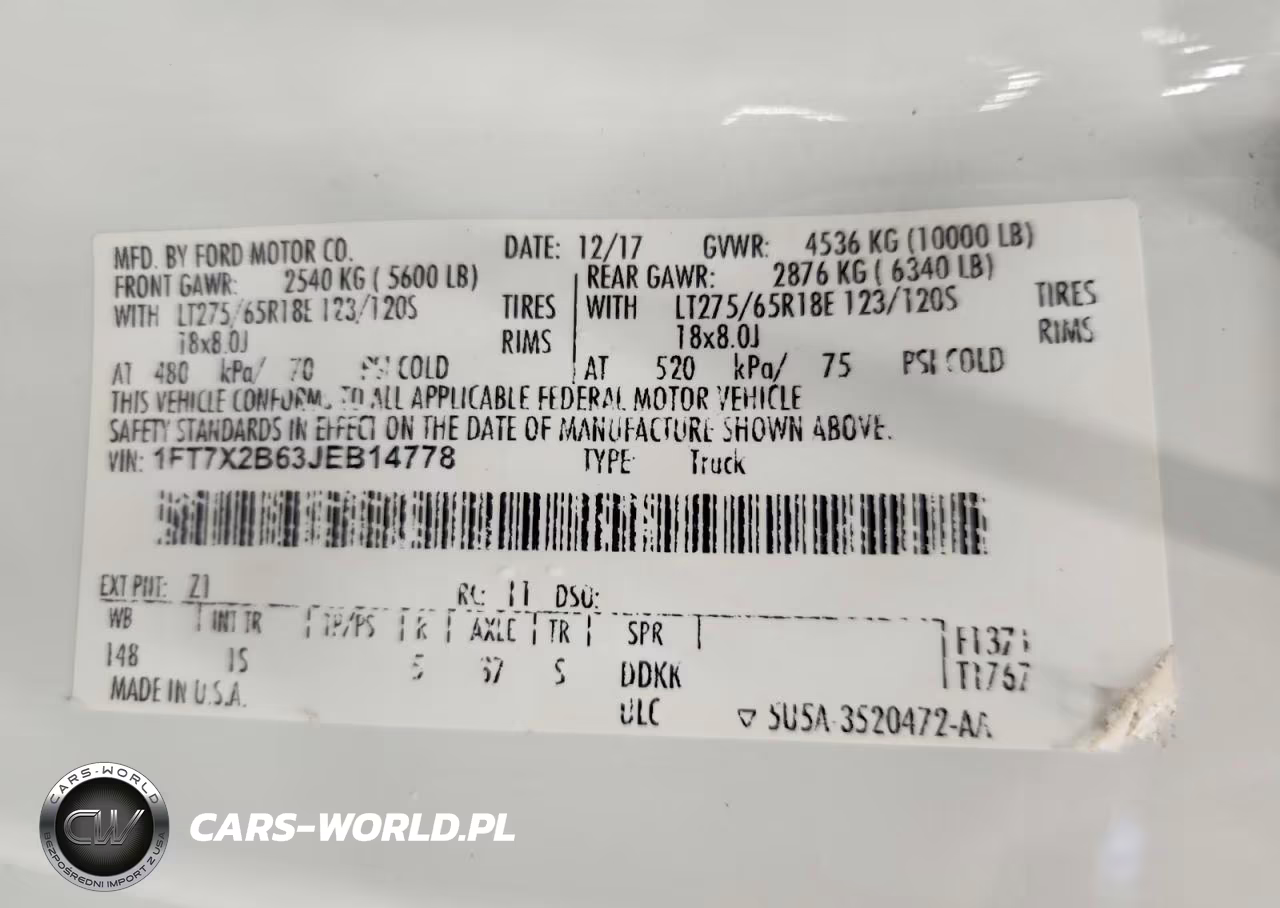 2018 Ford F250 Super Duty VIN:1FT7X2B63JEB14778 - 13