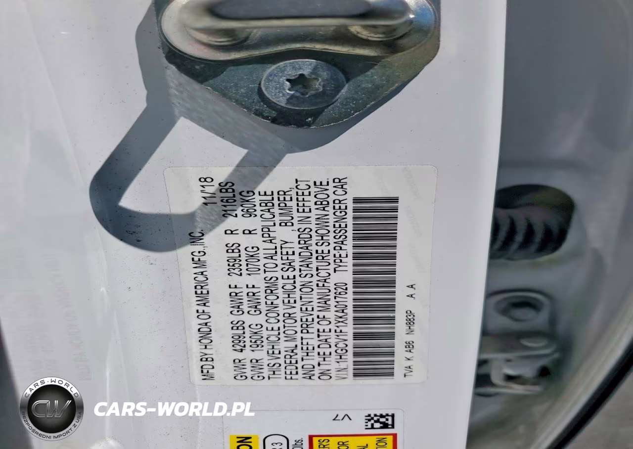 2019 Honda Accord Lx VIN:1HGCV1F1XKA017620 - 12