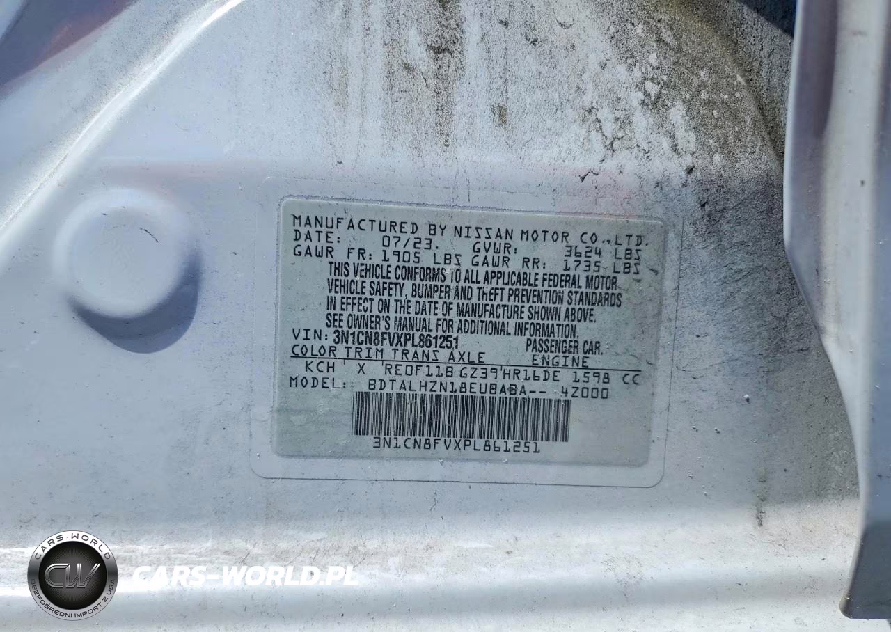 2023 Nissan Versa Sr VIN:3N1CN8FVXPL861251 - 13