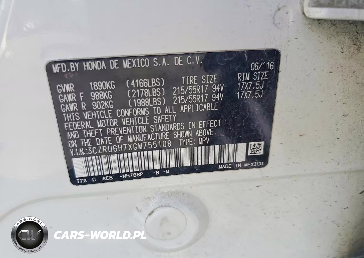 2016 Honda Hr-V Exl VIN:3CZRU6H7XGM755108 - 13