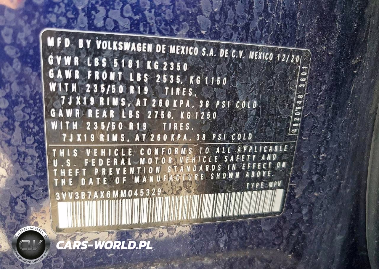 2021 Volkswagen Tiguan Se VIN:3VV3B7AX6MM045329 - 12