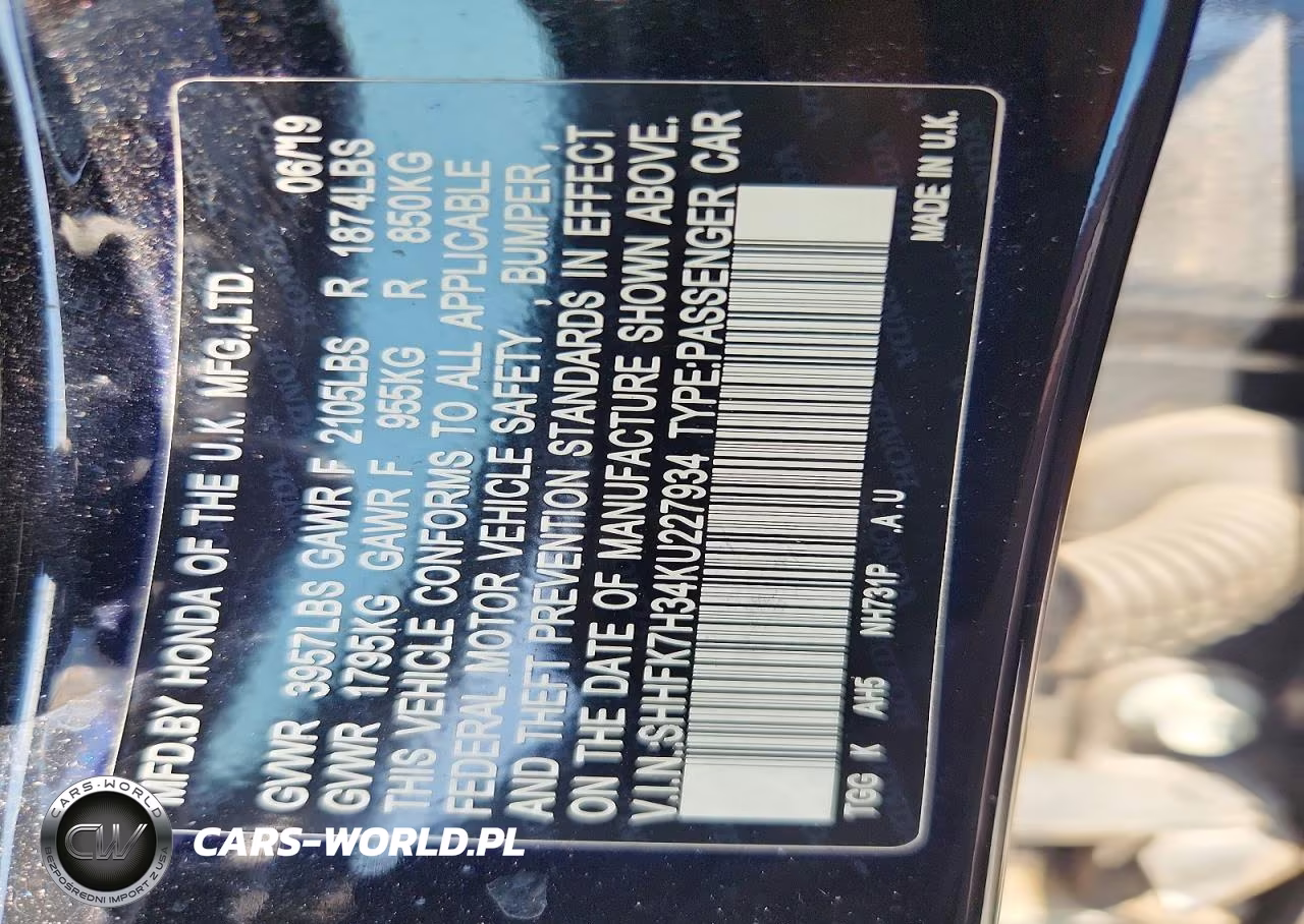 2019 Honda Civic Lx VIN:SHHFK7H34KU227934 - 13