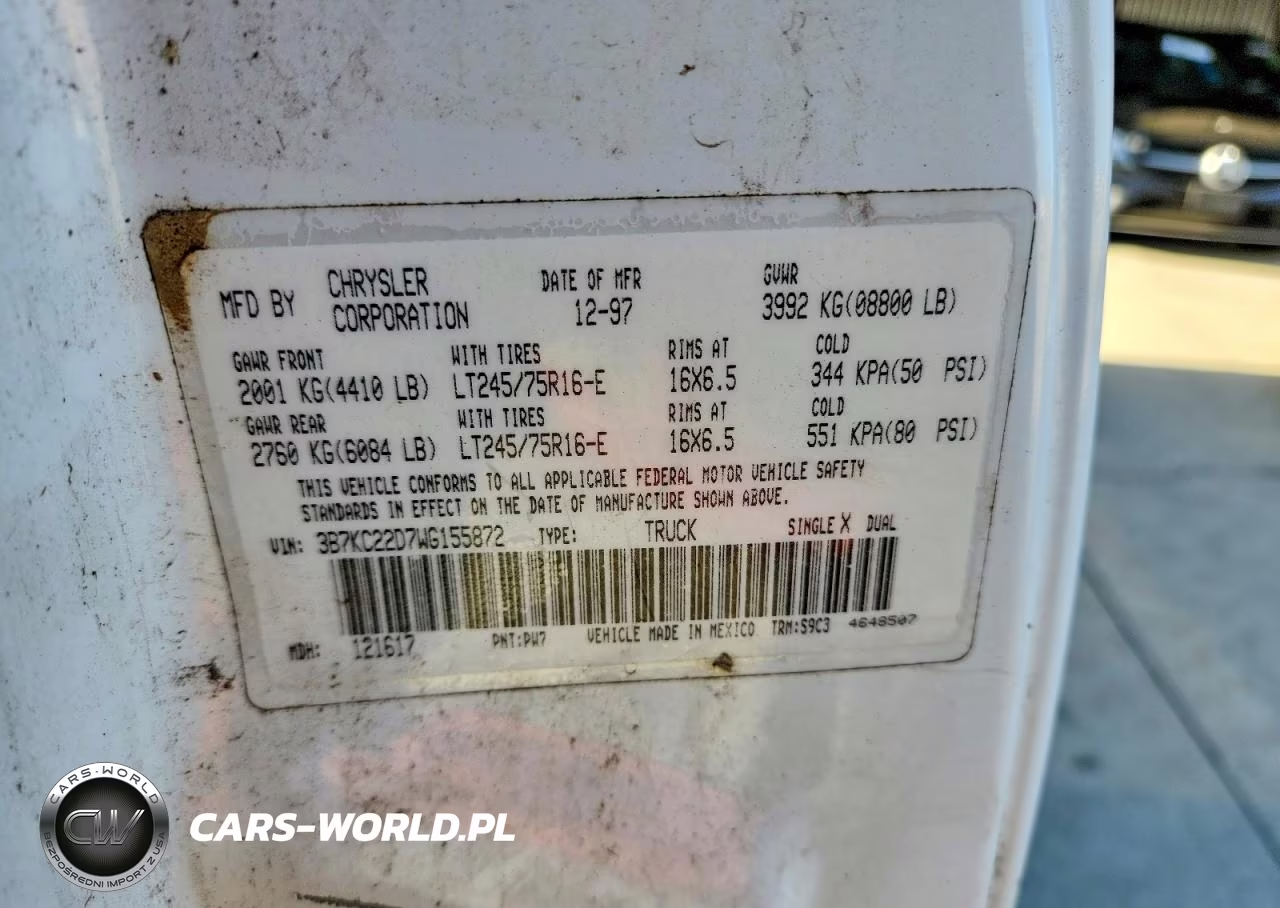 1998 Dodge Ram 2500 VIN:3B7KC22D7WG155872 - 12