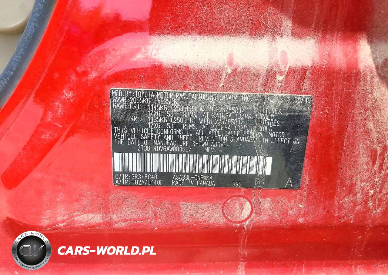 2010 Toyota Rav4 Base VIN:2T3BF4DV6AW081667 - 12