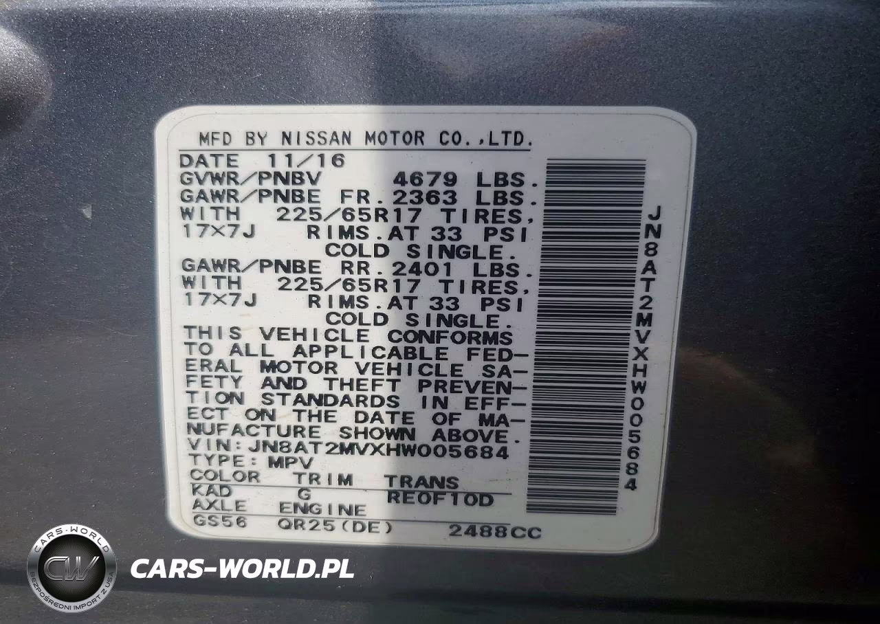 2017 Nissan Rogue S VIN:JN8AT2MVXHW005684 - 13