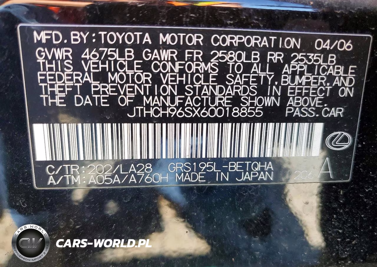2006 Lexus Gs 300 VIN:JTHCH96SX60018855 - 12