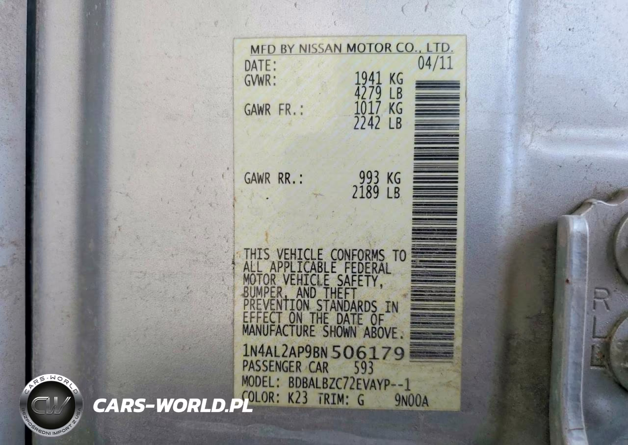 2011 Nissan Altima 2.5 VIN:1N4AL2AP9BN506179 - 12