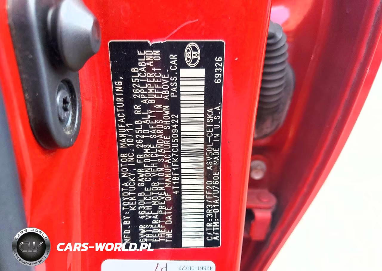 2012 Toyota Camry Se VIN:4T1BF1FK7CU509422 - 12