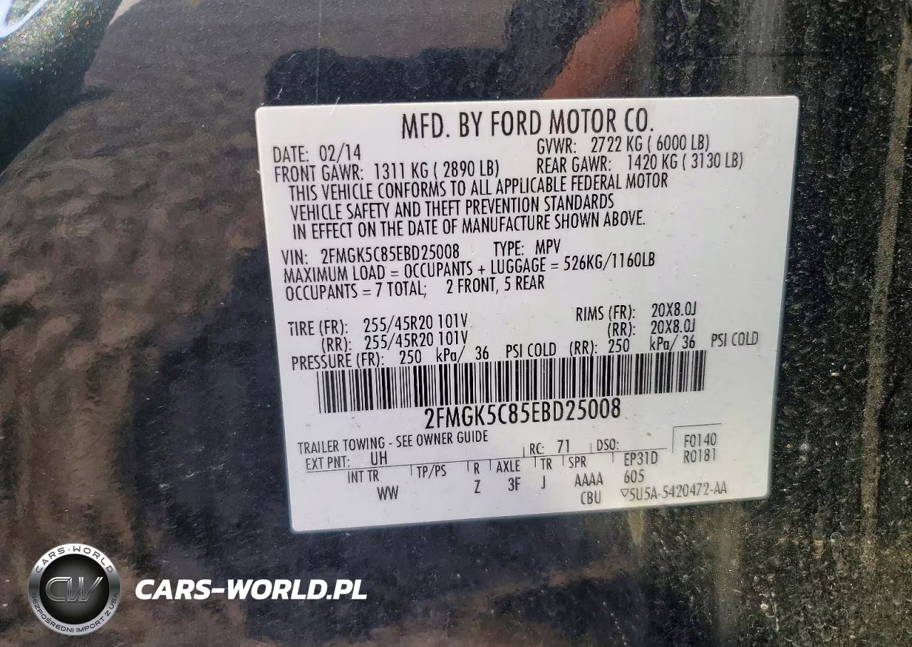 2014 Ford Flex Sel VIN:2FMGK5C85EBD25008 - 14