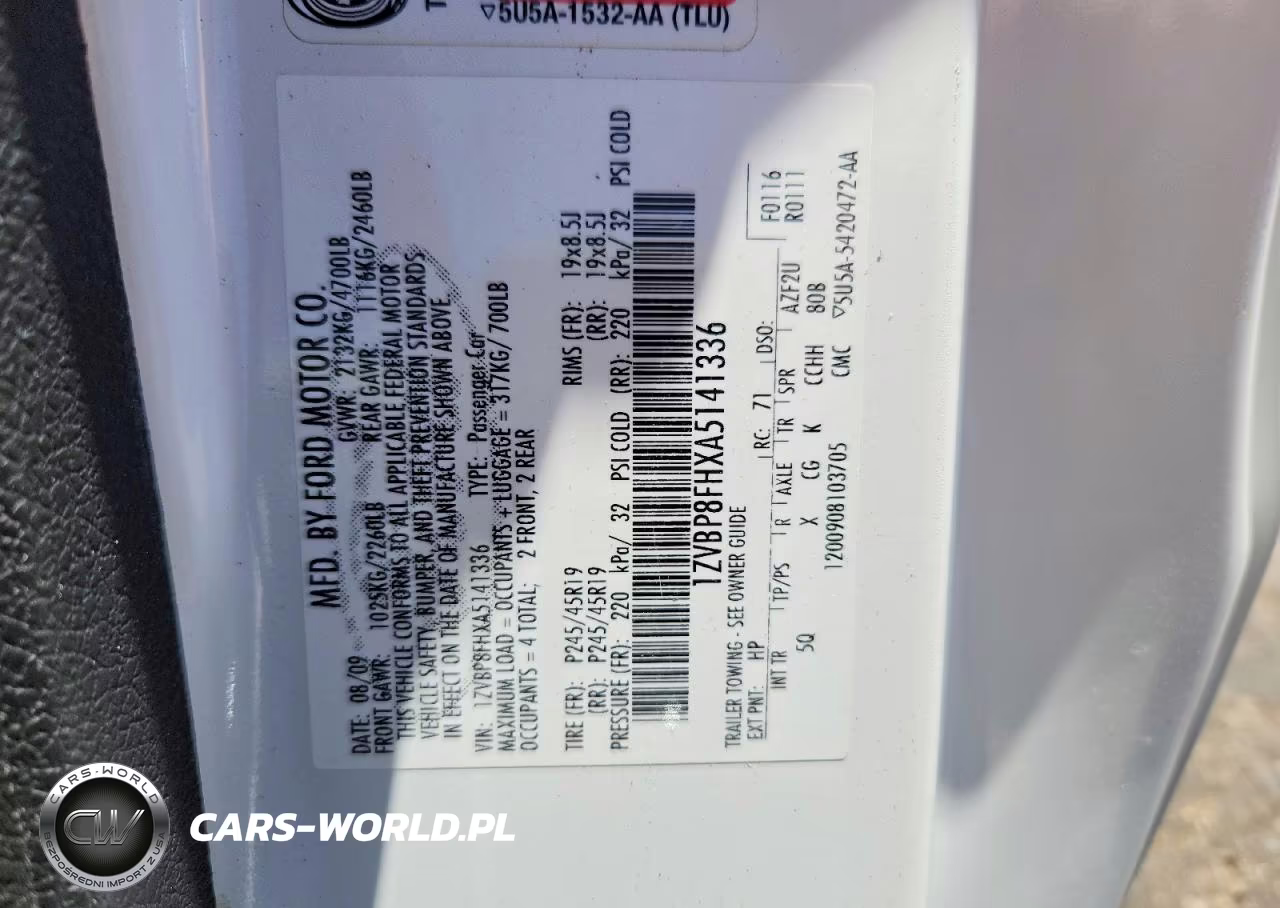 FORD MUSTANG GT VIN:1ZVBP8FHXA5141336 - 12