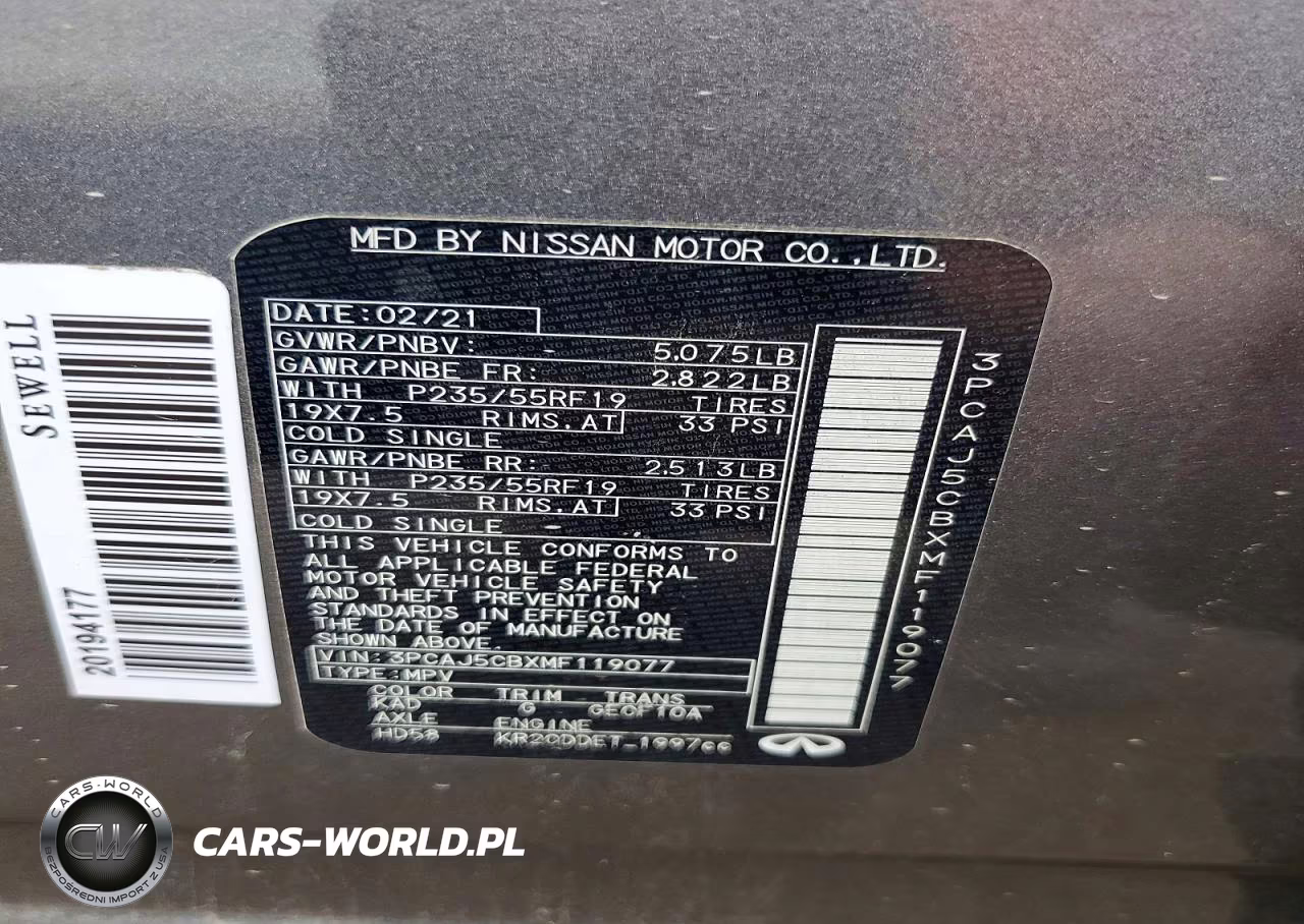 2021 Infiniti Qx50 Essential VIN:3PCAJ5CBXMF119077 - 14