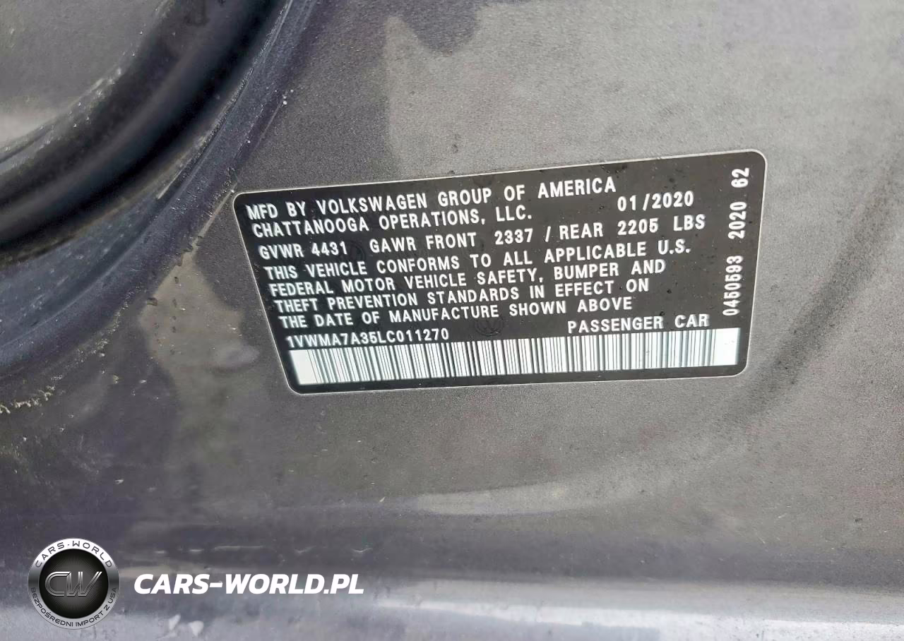 2020 Volkswagen Passat R-Line VIN:1VWMA7A35LC011270 - 13