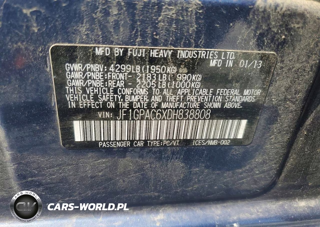 2013 Subaru Impreza Premium VIN:JF1GPAC6XDH838808 - 12