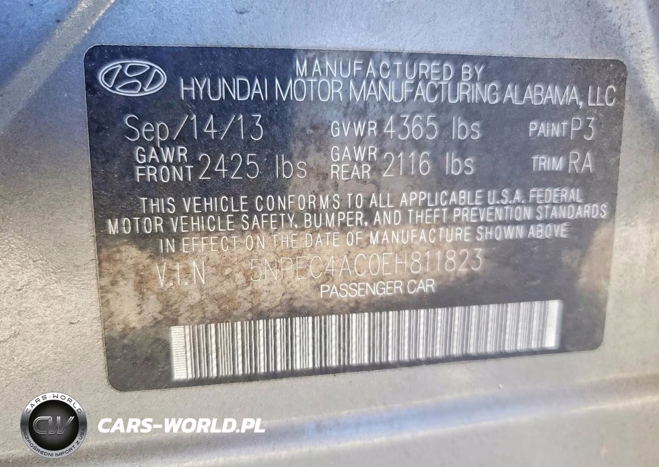 2014 Hyundai Sonata VIN:5NPEC4AC0EH811823 - 12