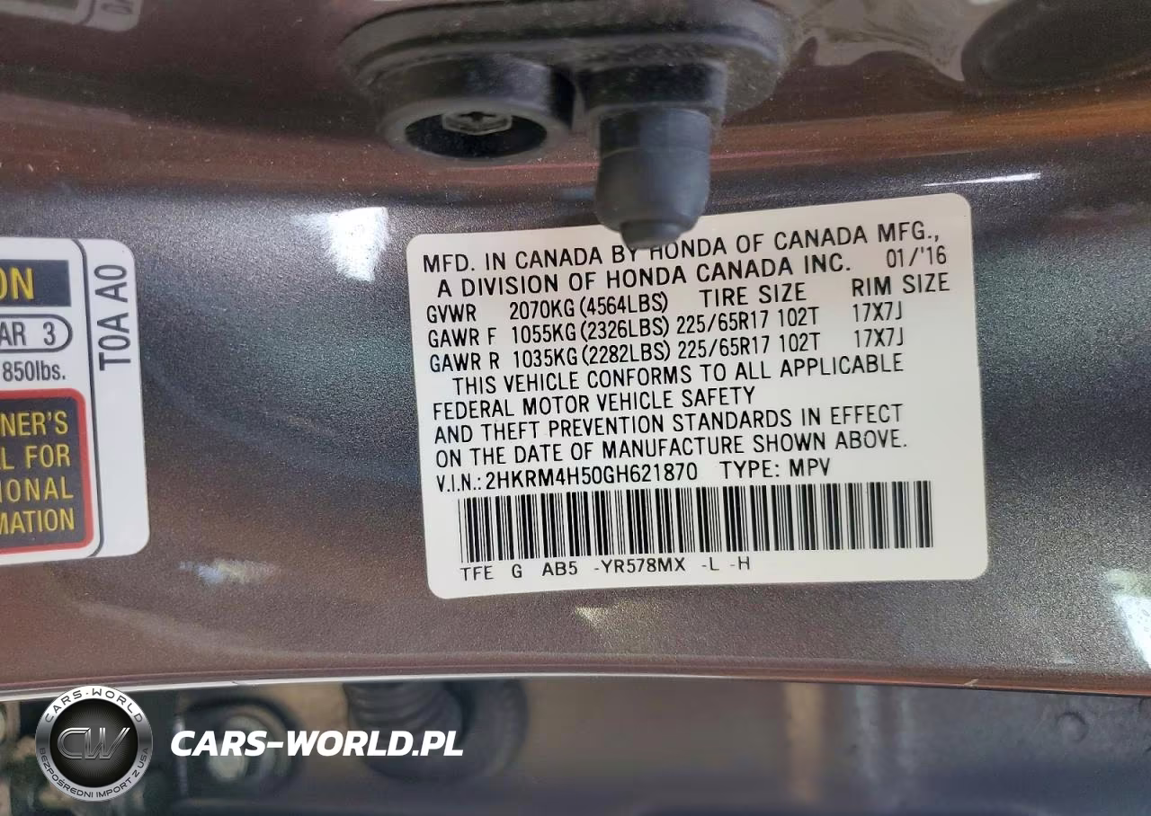 2016 Honda Cr-V Ex VIN:2HKRM4H50GH621870 - 13