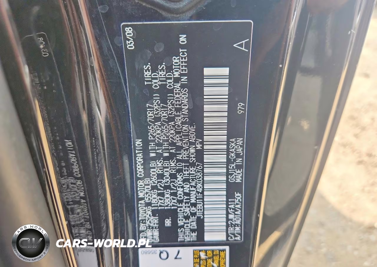 2008 Toyota Fj Cruiser Base VIN:JTEBU11F48K038767 - 12