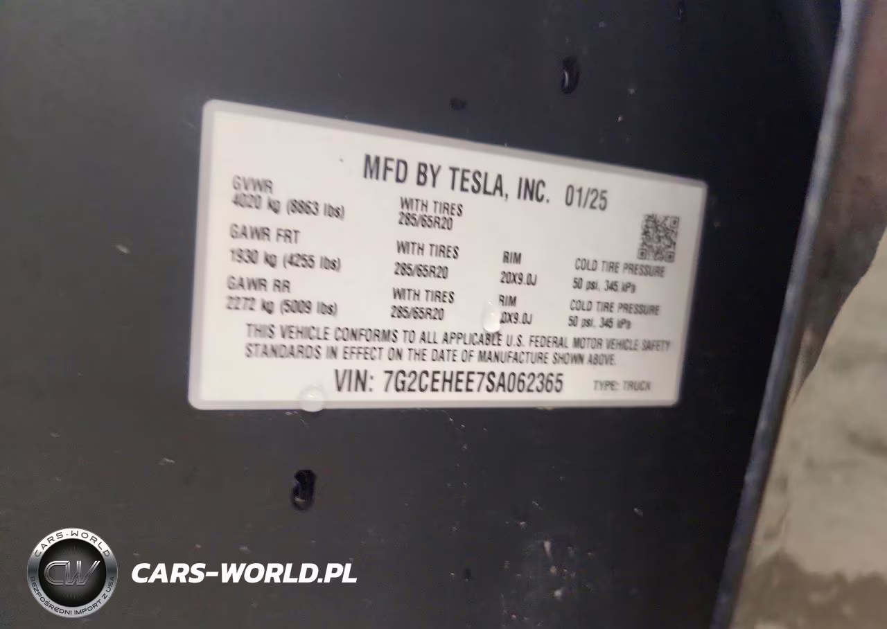 2025 Tesla Cybertruck VIN:7G2CEHEE7SA062365 - 12