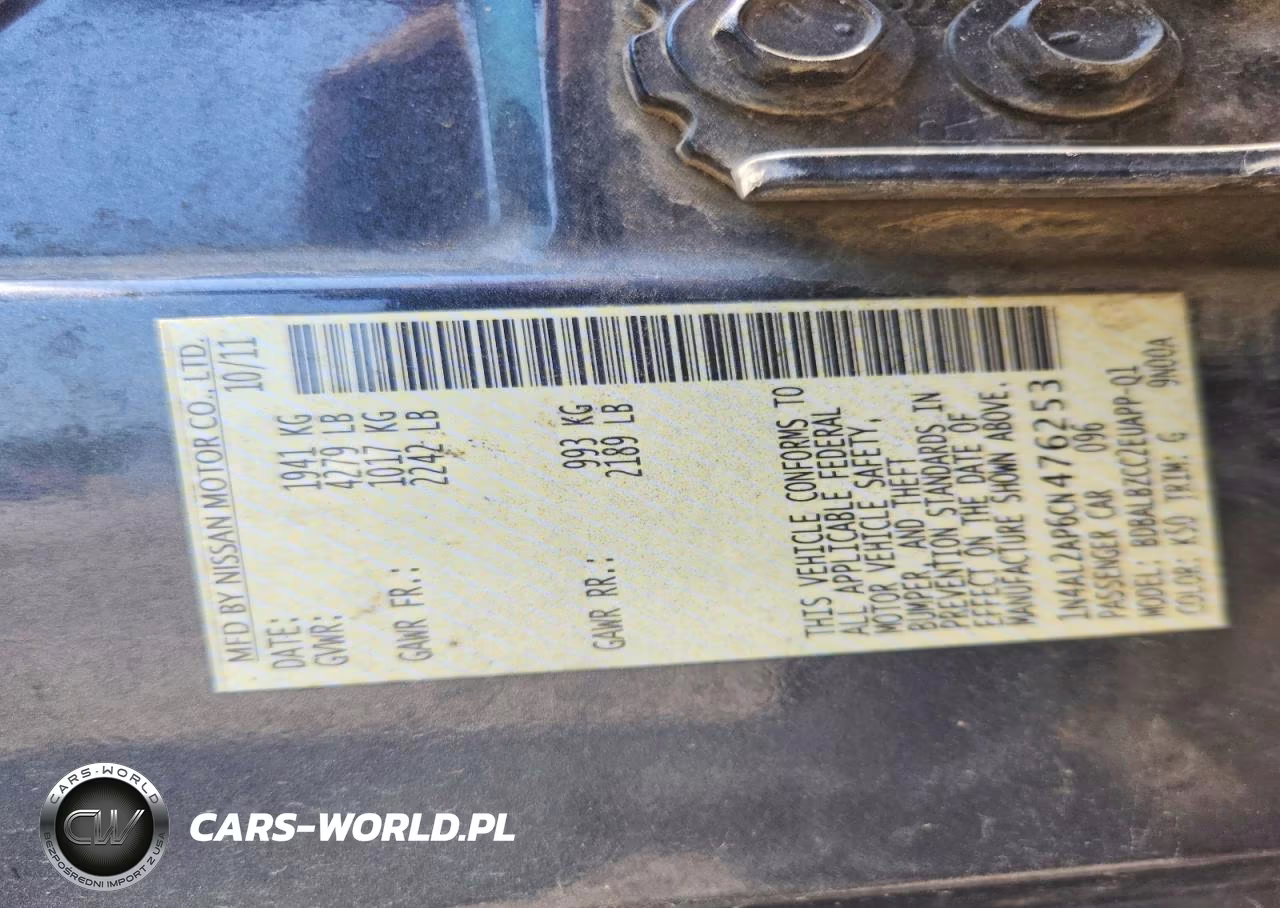 2012 Nissan Altima 2.5 VIN:1N4AL2AP6CN476253 - 12