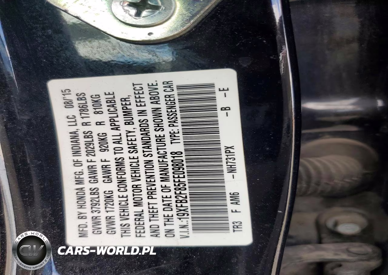 2015 Honda Civic VIN:19XFB2F85FE098018 - 13