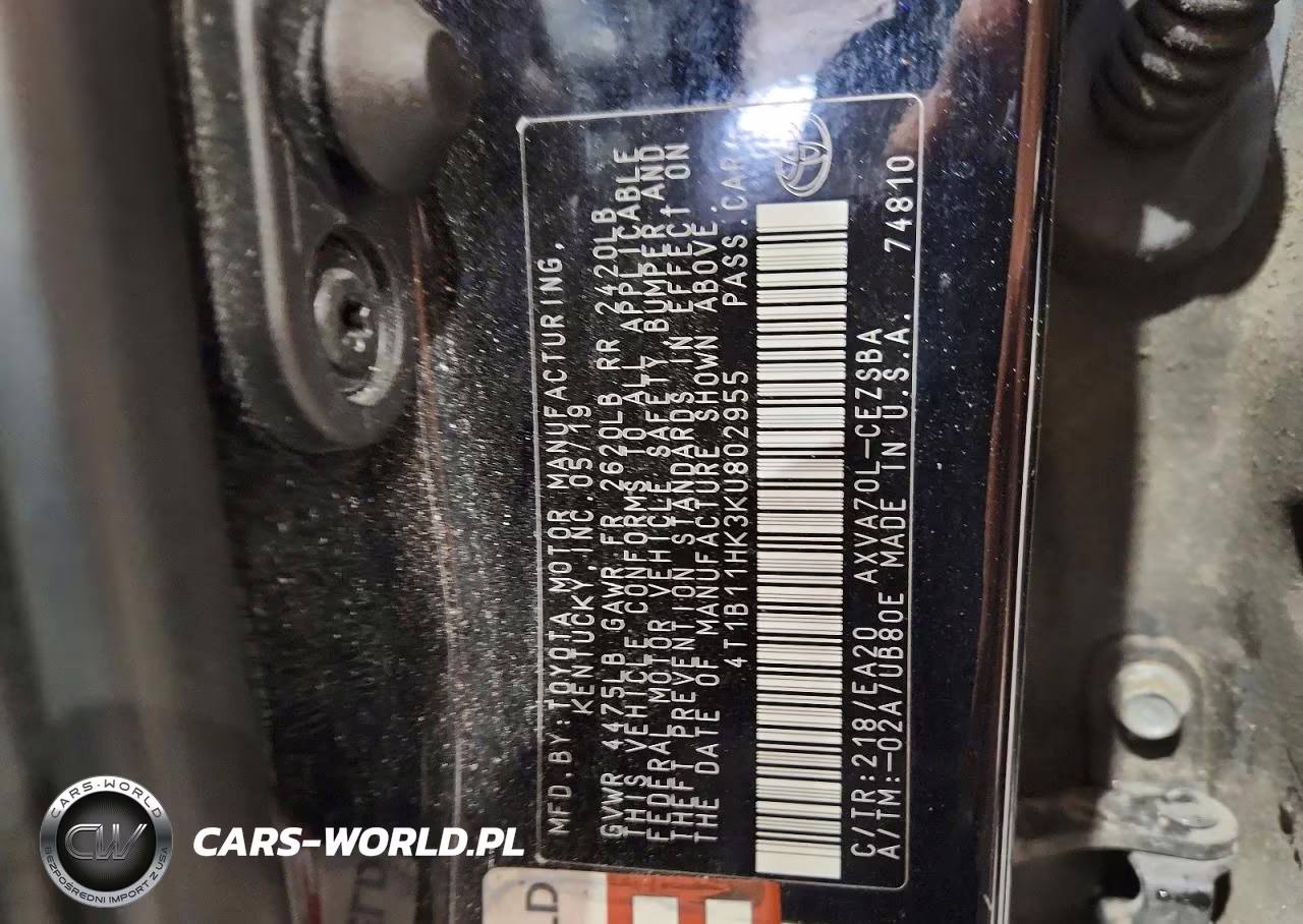 2019 Toyota Camry Se VIN:4T1B11HK3KU802955 - 12