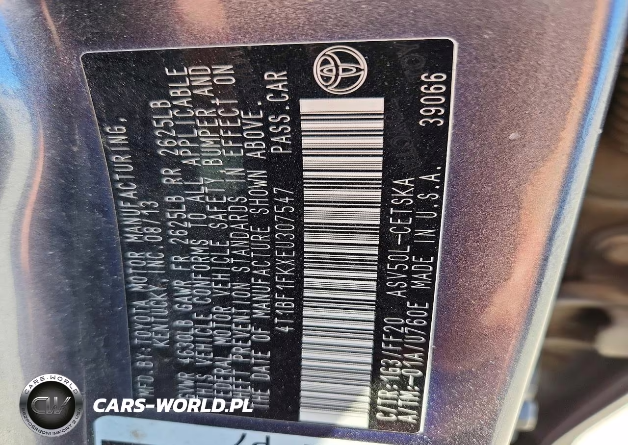 2014 Toyota Camry Se VIN:4T1BF1FKXEU307547 - 13