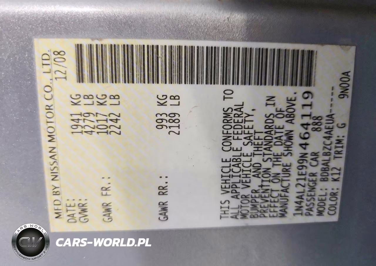 2009 Nissan Altima 2.5 VIN:1N4AL21E99N464119 - 13