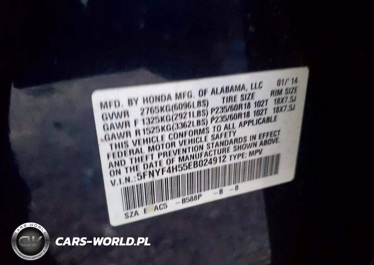 2014 Honda Pilot Exl VIN:5FNYF4H55EB024912 - 13