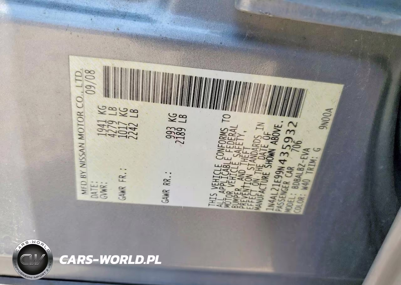 2009 Nissan Altima 2.5 VIN:1N4AL21E99N435932 - 12