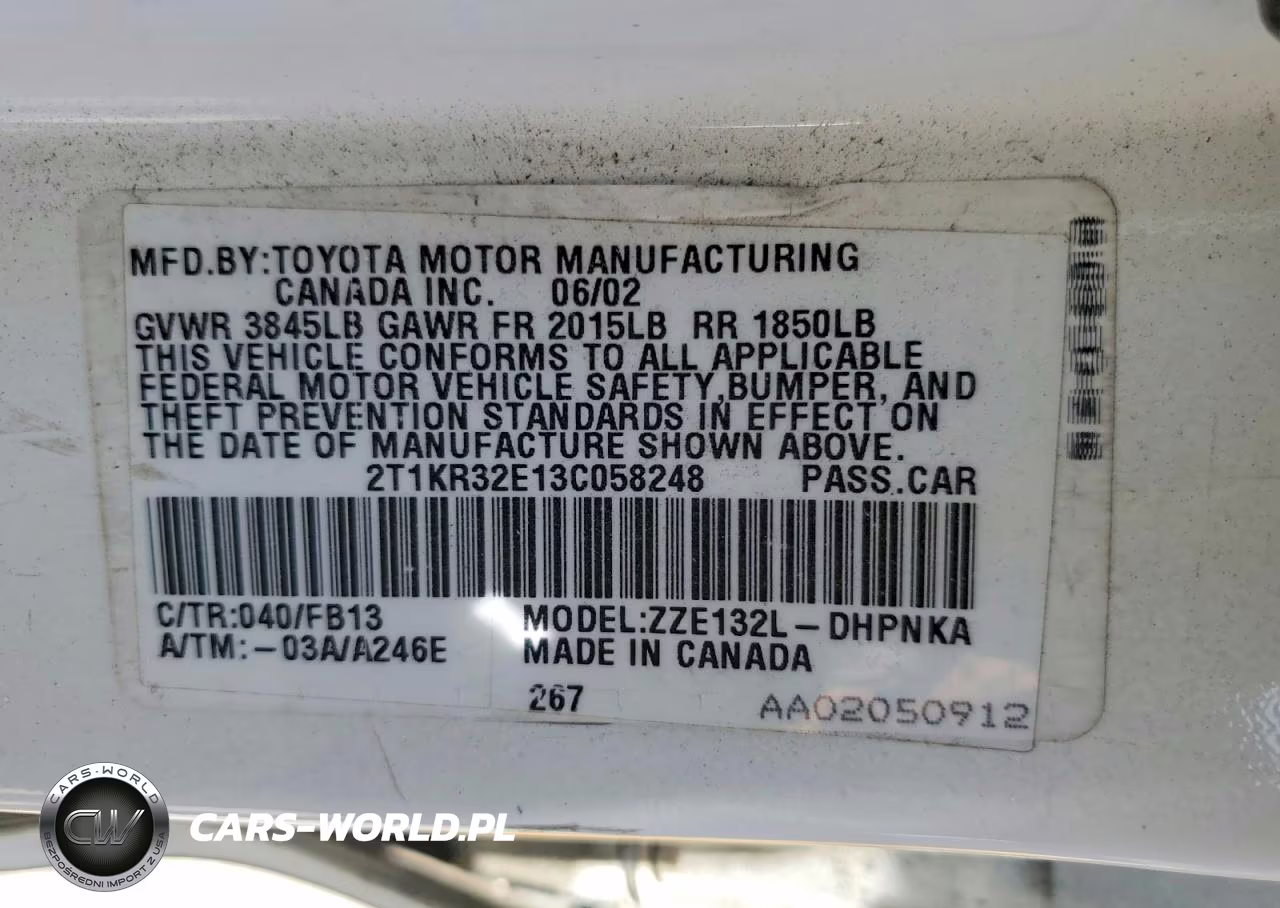 2003 Toyota Matrix Xr VIN:2T1KR32E13C058248 - 12