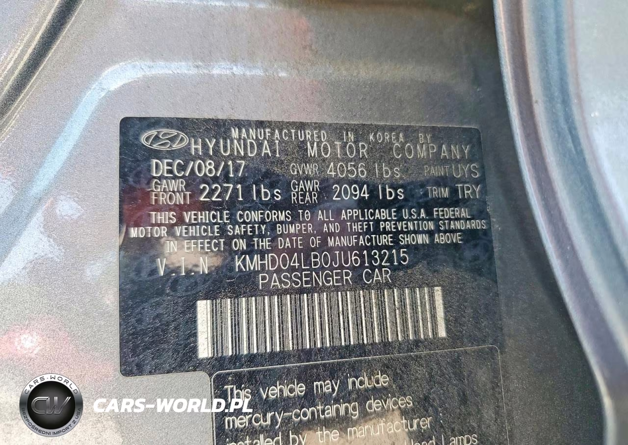 2018 Hyundai Elantra Sport VIN:KMHD04LB0JU613215 - 12