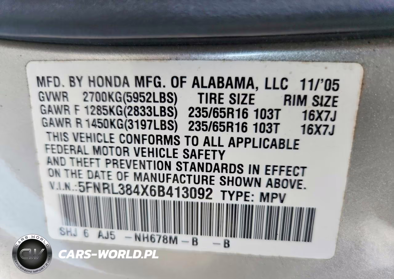 2006 Honda Odyssey Ex VIN:5FNRL384X6B413092 - 13