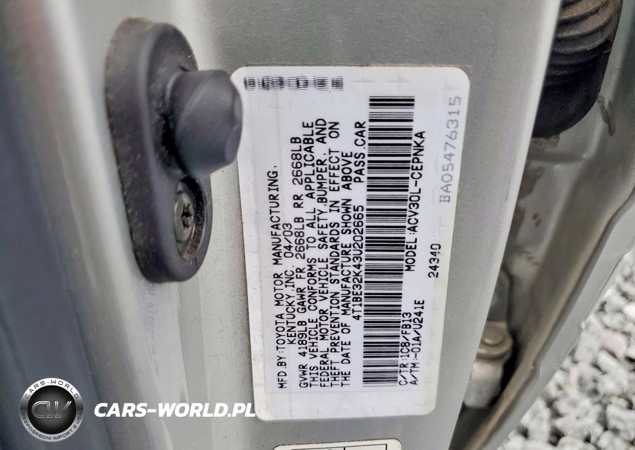 2003 Toyota Camry Le VIN:4T1BE32K43U202665 - 12