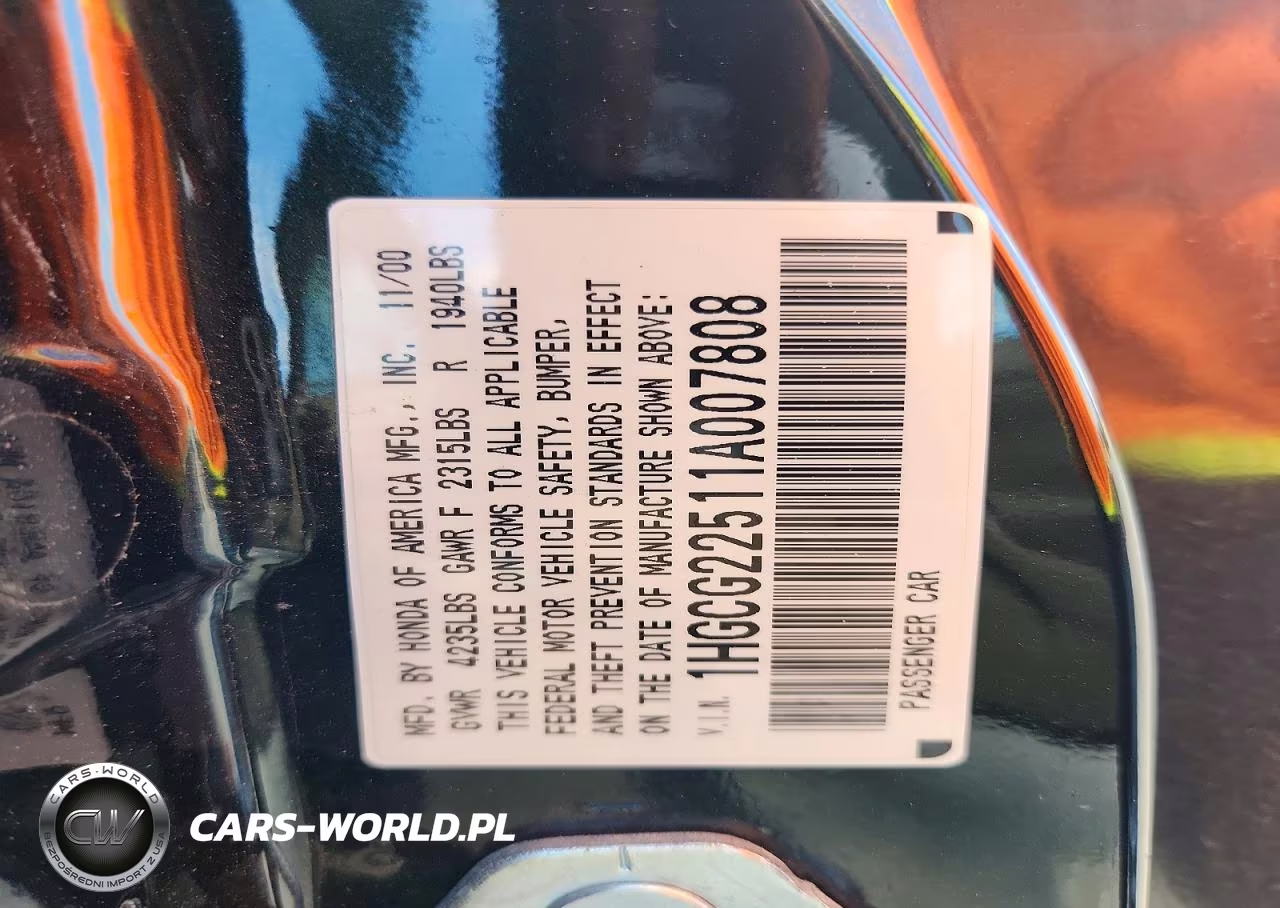 2001 Honda Accord Ex VIN:1HGCG22511A007808 - 13