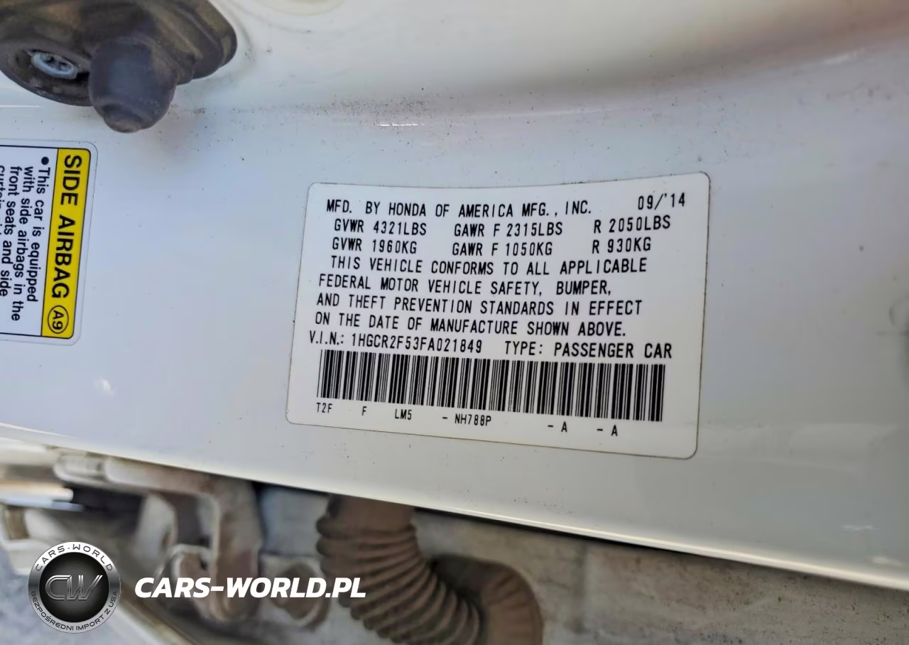 2015 Honda Accord Sport VIN:1HGCR2F53FA021849 - 13