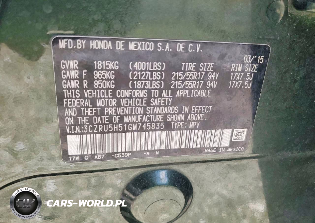 2016 Honda Hr-V Ex VIN:3CZRU5H51GM745835 - 13